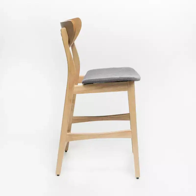 Tabouret de comptoir GDFStudio Cedric de 23,5 pouces en tissu et bois d'hévéa de style milieu de siècle (lot de 2)