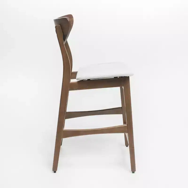 Tabouret de comptoir GDFStudio Cedric de 23,5 pouces en tissu et bois d'hévéa de style milieu de siècle (lot de 2)