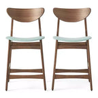 Tabouret de comptoir GDFStudio Cedric de 23,5 pouces en tissu et bois d'hévéa de style milieu de siècle (lot de 2)