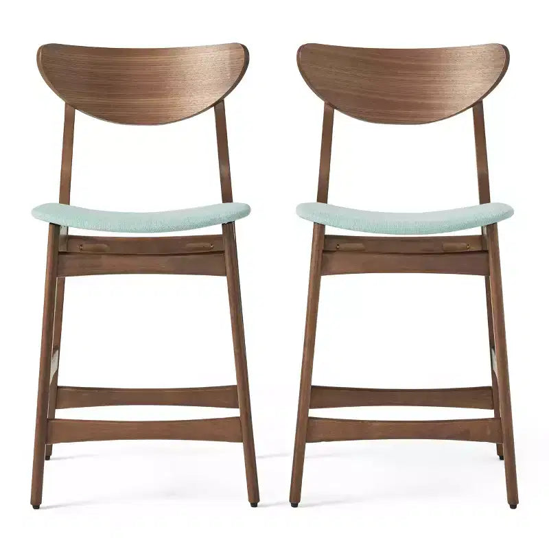 Tabouret de comptoir GDFStudio Cedric de 23,5 pouces en tissu et bois d'hévéa de style milieu de siècle (lot de 2)