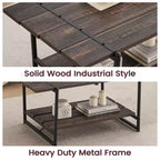 Table basse en bois à 2 niveaux, table centrale industrielle de 104 cm, table à thé/cocktail avec étagère de rangement, table d'appoint de canapé pour salon