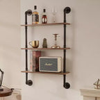 Étagère tuyau industrielle VEVOR, 3 niveaux 61x20cm, étagère murale flottante en bois rustique, bibliothèque à présentoir, support de rangement pour bibelots, noir