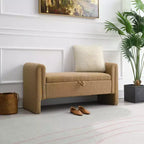 TUYOHW Banc de bout de lit moderne avec accoudoirs et rangement, grand repose-pieds rembourré, banc de fenêtre confortable pour salon, café