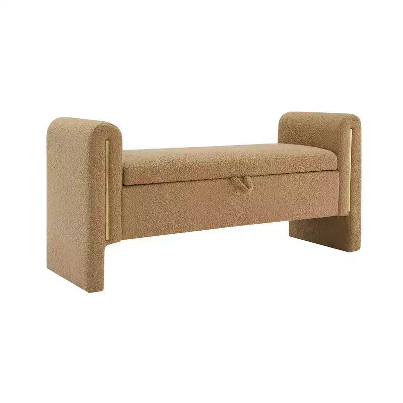 TUYOHW Banc de bout de lit moderne avec accoudoirs et rangement, grand repose-pieds rembourré, banc de fenêtre confortable pour salon, café