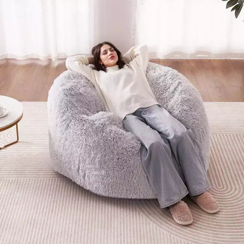 Chaise de lit pouf VEVOR, chaise convertible de pouf à fauteuil de salon ou matelas, lit pouf avec housse lavable pour adultes, gris (taille Queen)