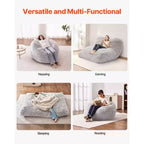 Chaise de lit pouf VEVOR, chaise convertible de pouf à fauteuil de salon ou matelas, lit pouf avec housse lavable pour adultes, gris (taille Queen)