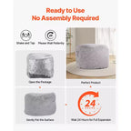 Chaise de lit pouf VEVOR, chaise convertible de pouf à fauteuil de salon ou matelas, lit pouf avec housse lavable pour adultes, gris (taille Queen)
