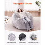 Chaise de lit pouf VEVOR, chaise convertible de pouf à fauteuil de salon ou matelas, lit pouf avec housse lavable pour adultes, gris (taille Queen)