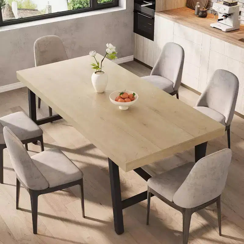 Table à manger industrielle pour 4 à 6 personnes, longue table de cuisine en bois de 160 cm avec cadre métallique robuste pour cuisine, salle à manger