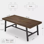Table à manger industrielle pour 4 à 6 personnes, longue table de cuisine en bois de 160 cm avec cadre métallique robuste pour cuisine, salle à manger