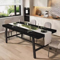 Table à manger industrielle pour 4 à 6 personnes, longue table de cuisine en bois de 160 cm avec cadre métallique robuste pour cuisine, salle à manger