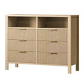 Fluted 6 Drawer Dresser for Bedroom, Tall Wide Chest of Drawers with Storage Organizer, Mid Century Modern Closet Drawer TV Stand for Living Room