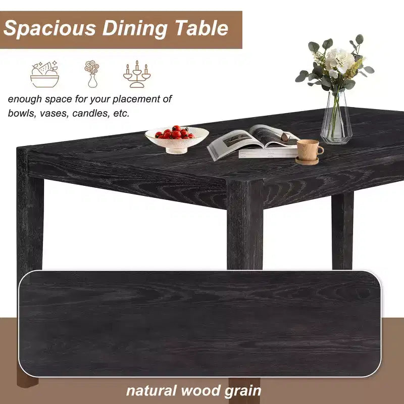 Whisen Mid-Century 7-Piece Dining Table Set for 6, Wood Table & Comfy Upholstered Chairs