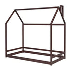 Lit plate-forme double/double, lit au sol en bois, cadre de lit en forme de maison avec toit pour chambre d'adolescents garçons filles (lattes non incluses)