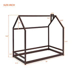 Lit plate-forme double/double, lit au sol en bois, cadre de lit en forme de maison avec toit pour chambre d'adolescents garçons filles (lattes non incluses)
