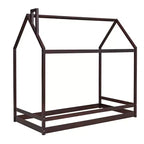 Lit plate-forme double/double, lit au sol en bois, cadre de lit en forme de maison avec toit pour chambre d'adolescents garçons filles (lattes non incluses)