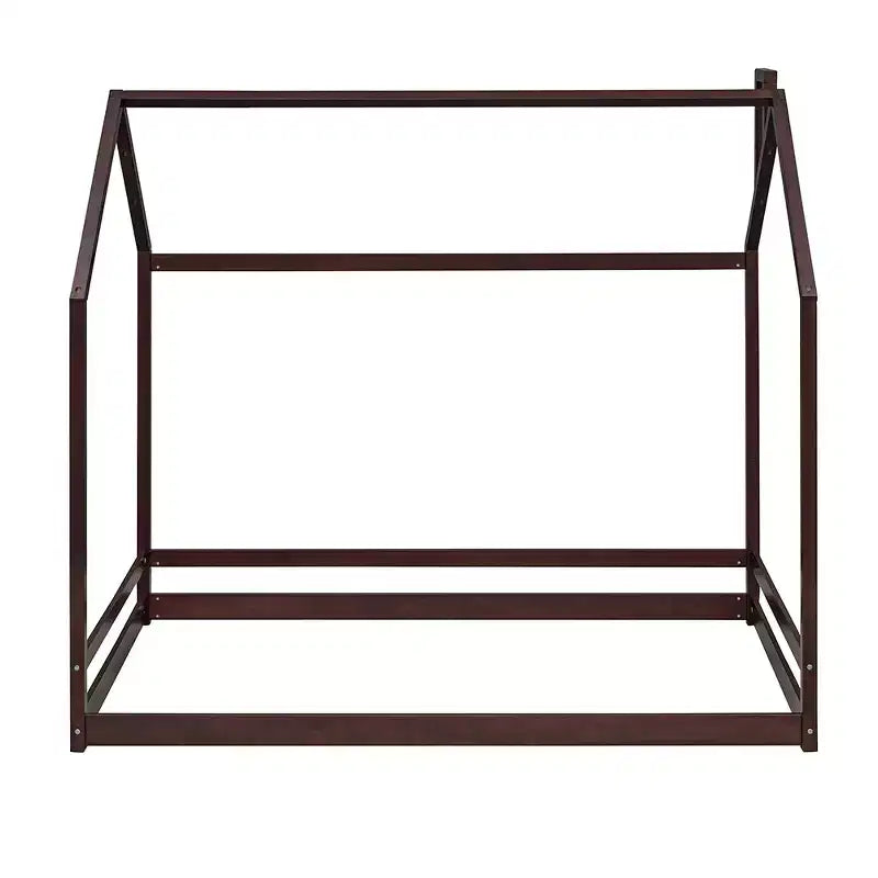 Lit plate-forme double/double, lit au sol en bois, cadre de lit en forme de maison avec toit pour chambre d'adolescents garçons filles (lattes non incluses)