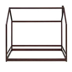 Lit plate-forme double/double, lit au sol en bois, cadre de lit en forme de maison avec toit pour chambre d'adolescents garçons filles (lattes non incluses)