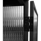 Vitrine contemporaine, Meuble de rangement autoportant à 2 niveaux avec portes vitrées et cadre en métal, Bahut de cuisine pour espaces de vie