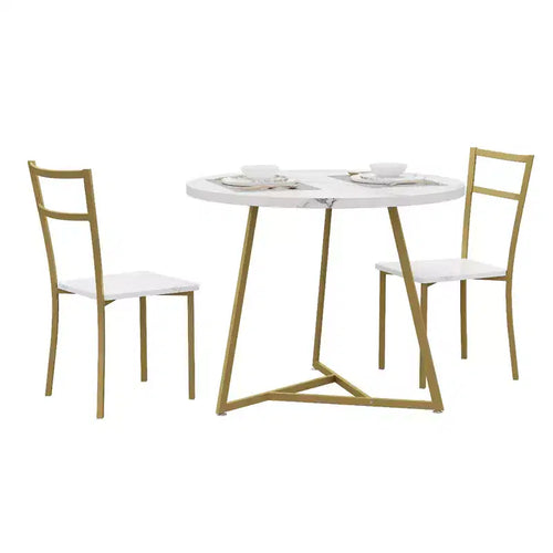 Ensemble de salle à manger rond 2 personnes – Table peu encombrante et chaises rembourrées, ensemble de cuisine moderne pour petits espaces