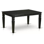 HomeStock Belmont, table rectangulaire de 42/60 po avec rallonge papillon intégrée de 18 po et quatre chaises de salle à manger avec assise en bois, noir, 5 pièces