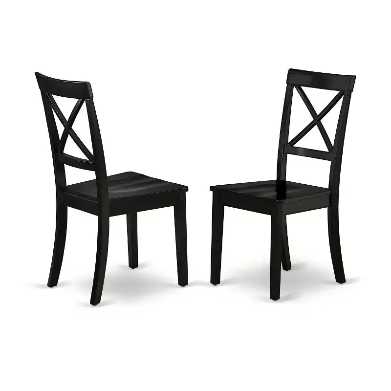 HomeStock Belmont, table rectangulaire de 42/60 po avec rallonge papillon intégrée de 18 po et quatre chaises de salle à manger avec assise en bois, noir, 5 pièces