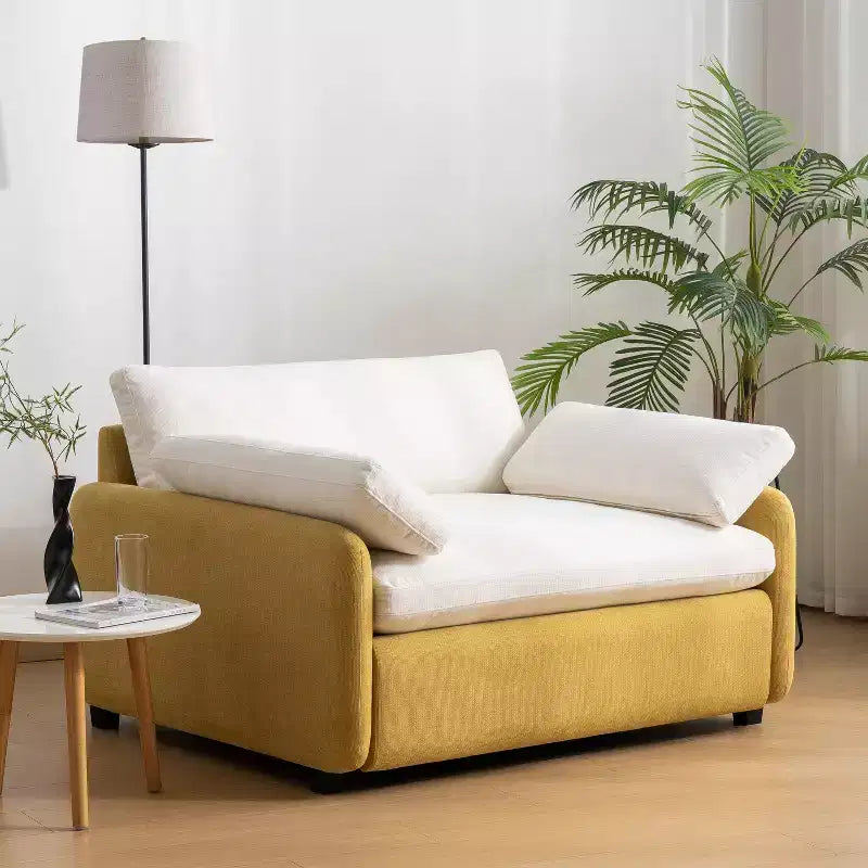 Fauteuil de canapé moderne surdimensionné en chenille avec blocs de couleur et oreillers, 50*43 pouces