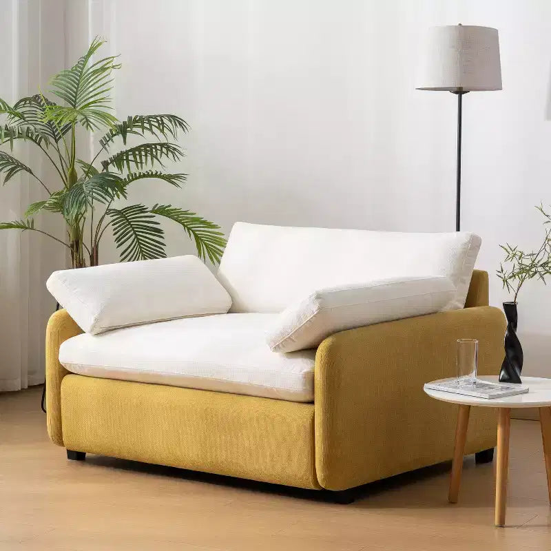 Fauteuil de canapé moderne surdimensionné en chenille avec blocs de couleur et oreillers, 50*43 pouces