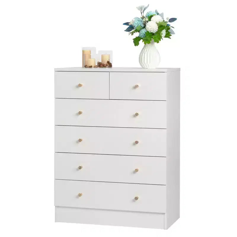 Commode Karl Home à 6 tiroirs en panneaux de particules blancs de 66 cm de large