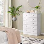 Commode Karl Home à 6 tiroirs en panneaux de particules blancs de 66 cm de large