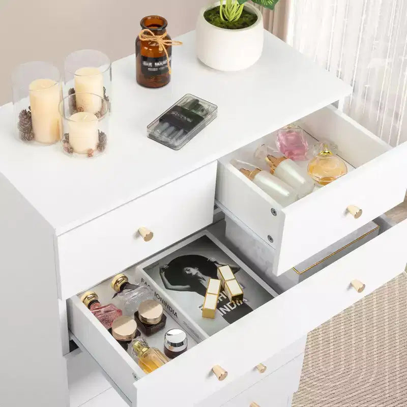 Commode Karl Home à 6 tiroirs en panneaux de particules blancs de 66 cm de large