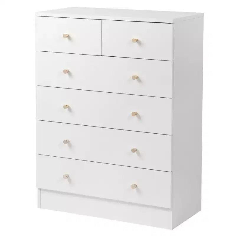 Commode Karl Home à 6 tiroirs en panneaux de particules blancs de 66 cm de large