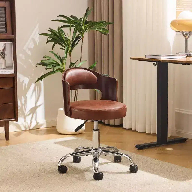 Karl Home | Chaise de bureau à dossier en bois en forme d'anneau avec patins et roulettes