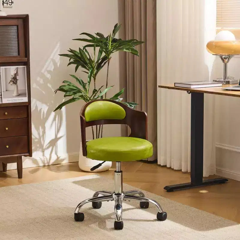 Karl Home | Chaise de bureau à dossier en bois en forme d'anneau avec patins et roulettes