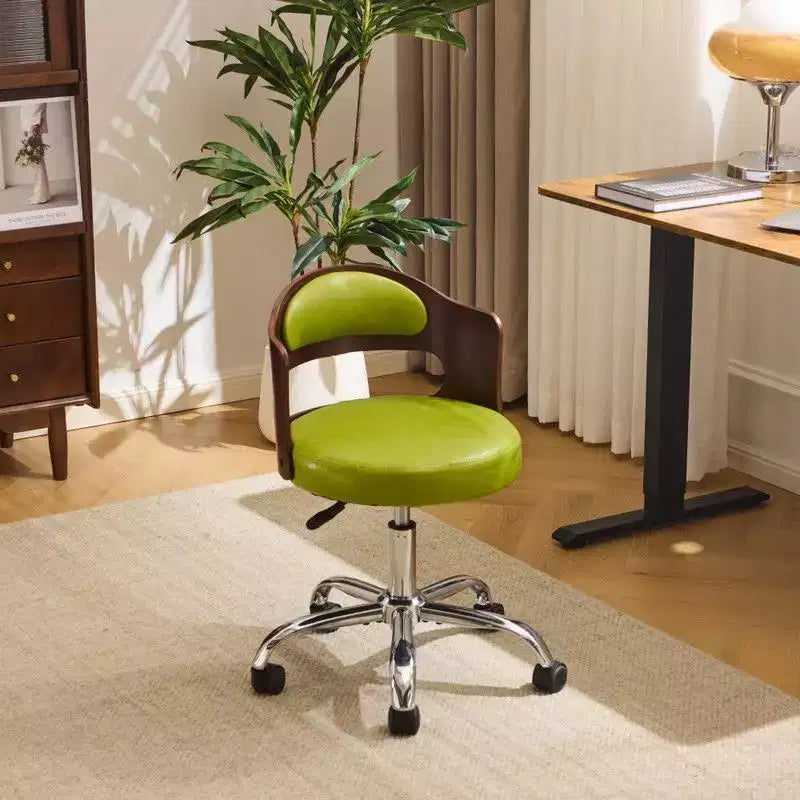 Karl Home | Chaise de bureau à dossier en bois en forme d'anneau avec patins et roulettes