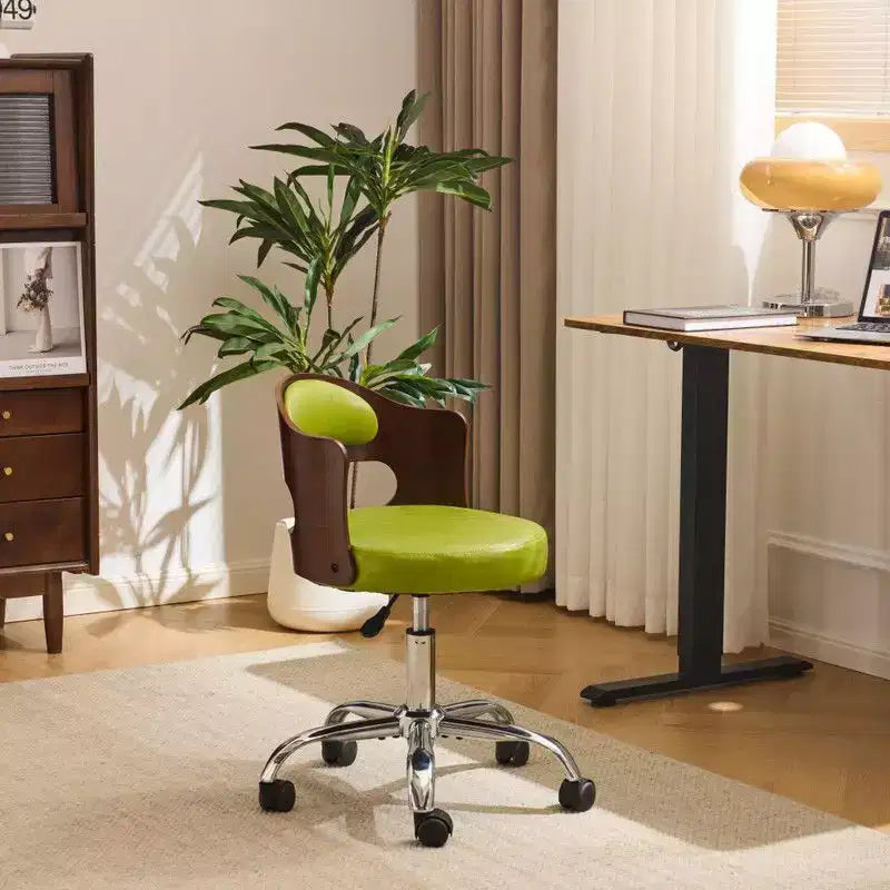Karl Home | Chaise de bureau à dossier en bois en forme d'anneau avec patins et roulettes