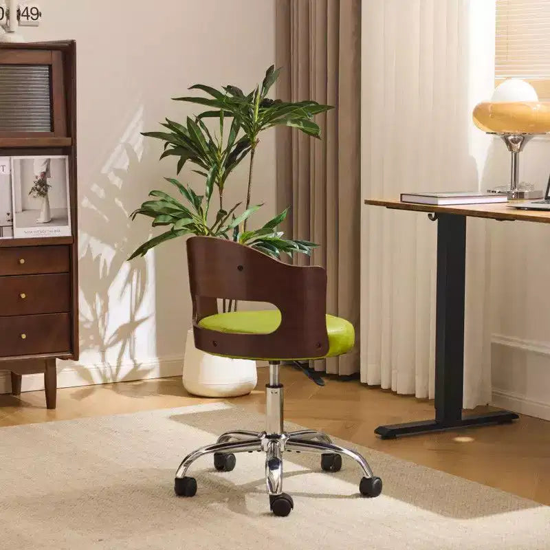 Karl Home | Chaise de bureau à dossier en bois en forme d'anneau avec patins et roulettes