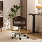 Karl Home | Chaise de bureau à dossier en bois en forme d'anneau avec patins et roulettes