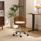 Karl Home | Chaise de bureau à dossier en bois en forme d'anneau avec patins et roulettes
