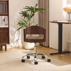 Karl Home | Chaise de bureau à dossier en bois en forme d'anneau avec patins et roulettes