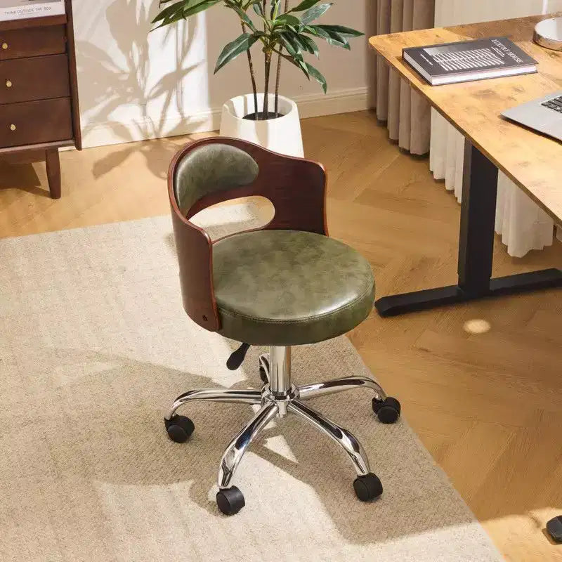Karl Home | Chaise de bureau à dossier en bois en forme d'anneau avec patins et roulettes