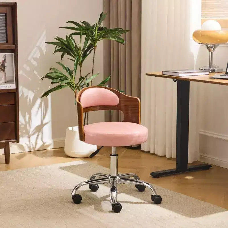 Karl Home | Chaise de bureau à dossier en bois en forme d'anneau avec patins et roulettes
