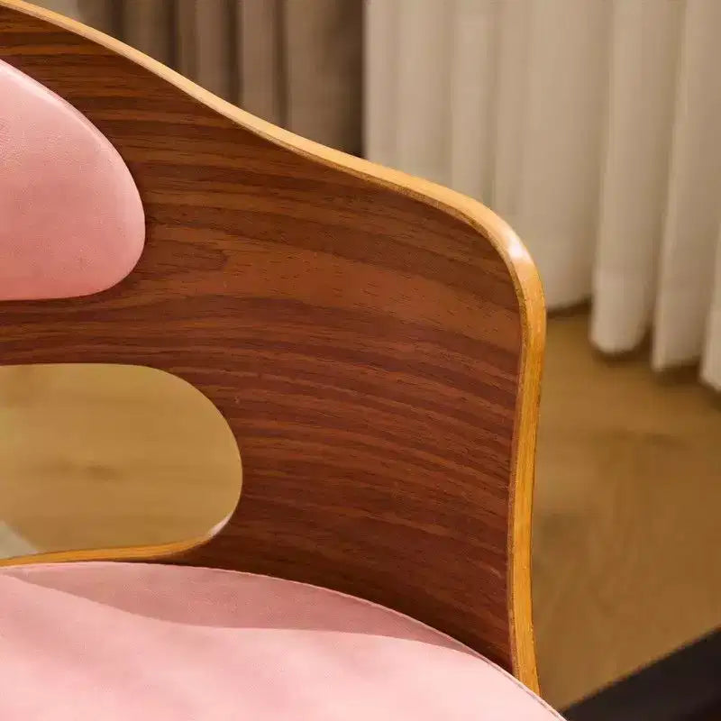 Karl Home | Chaise de bureau à dossier en bois en forme d'anneau avec patins et roulettes