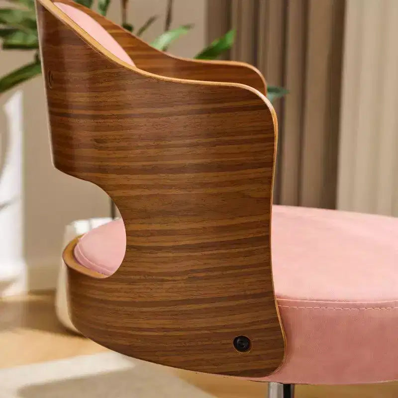 Karl Home | Chaise de bureau à dossier en bois en forme d'anneau avec patins et roulettes