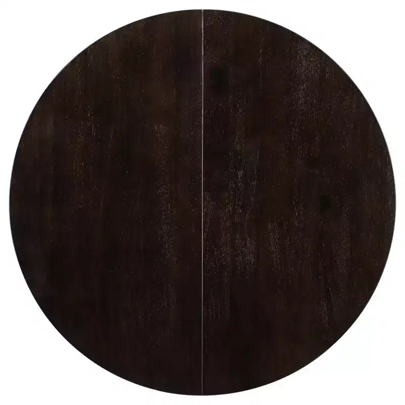 Ensemble de salle à manger 5 pièces style ferme, table à manger ronde extensible en bois et 4 chaises rembourrées