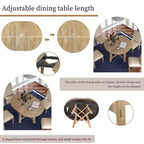 Ensemble de salle à manger 5 pièces style ferme, table à manger ronde extensible en bois et 4 chaises rembourrées