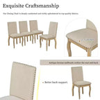 Ensemble de salle à manger 5 pièces style ferme, table à manger ronde extensible en bois et 4 chaises rembourrées