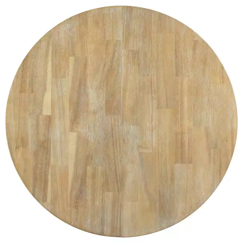 Ensemble de salle à manger 5 pièces style ferme, table à manger ronde extensible en bois et 4 chaises rembourrées