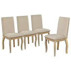 Ensemble de salle à manger 5 pièces style ferme, table à manger ronde extensible en bois et 4 chaises rembourrées