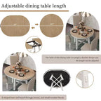 Ensemble de salle à manger 5 pièces style ferme, table à manger ronde extensible en bois et 4 chaises rembourrées